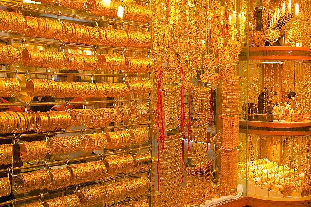 Gold in the Gold Souk, Dubai, United Arab Emirates, Middle East