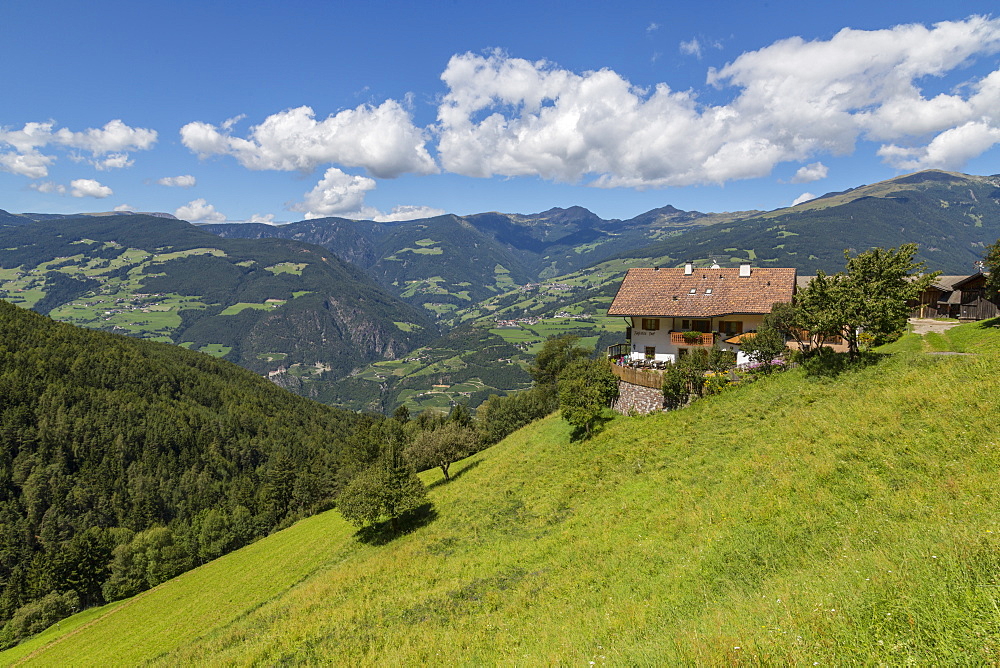 View of countryside near Laion and surrounding mountains, Belluno Province, Trento, Dolomites, Italy, Europe