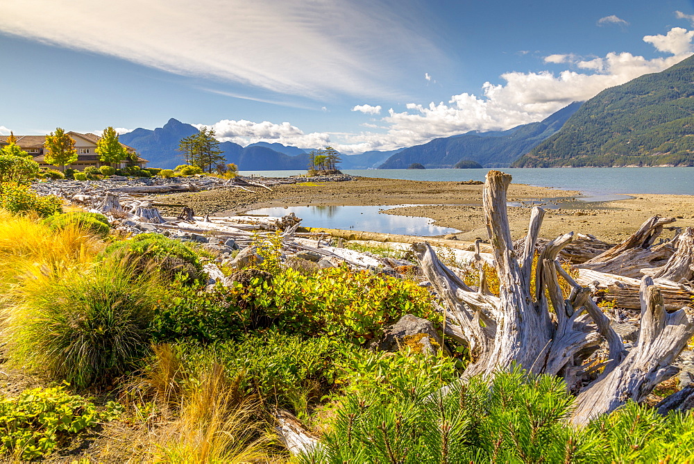 View of How Sound at Furry Creek off The Sea to Sky Highway near Squamish, British Columbia, Canada, North America