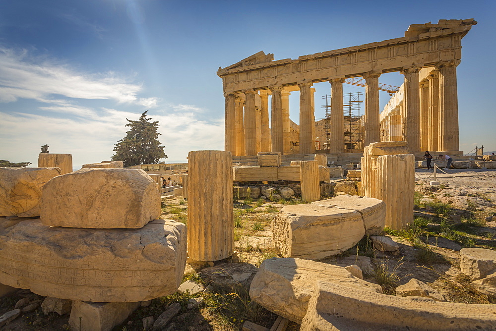 View of the Parthenon during late afternoon sunlight, The Acropolis, UNESCO World Heritage Site, Athens, Greece, Europe