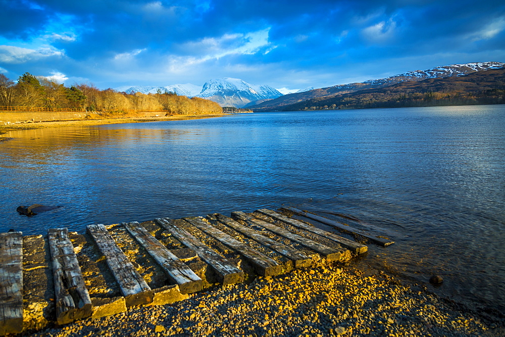 View of Loch Eil near Glenfinnan in winter, Highlands, Scotland, United Kingdom, Europe