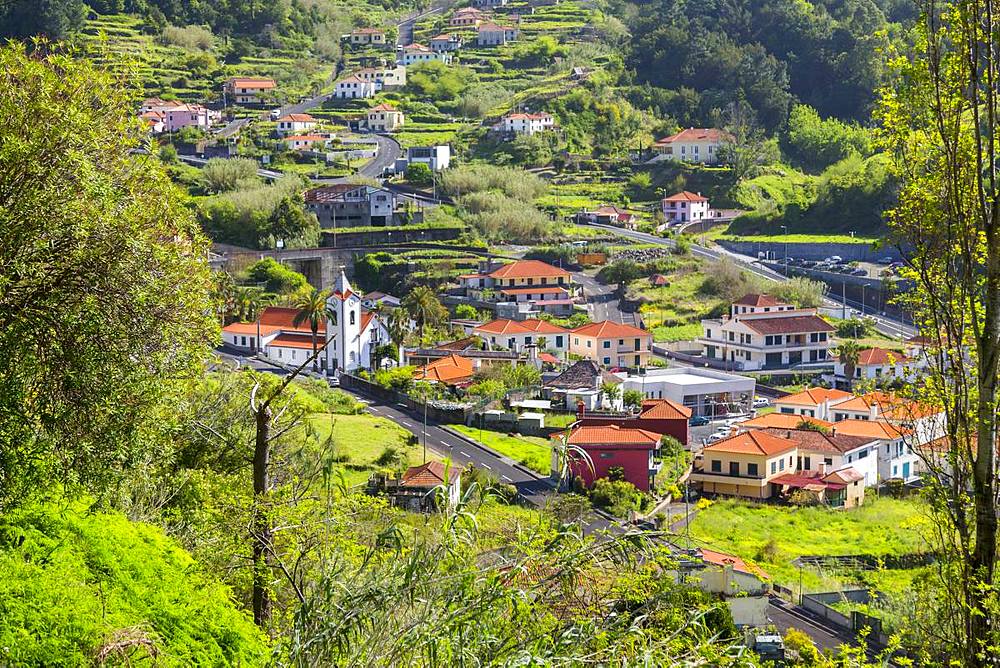 View of small village church near Sao Vicente, Madeira, Portugal, Atlantic, Europe