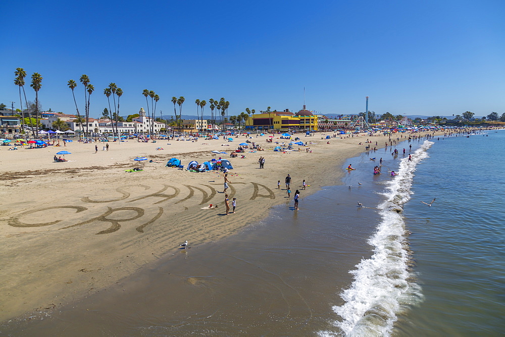 View of Main Beach from Municipal Wharf, Sant Cruz, California, United States of America, North America