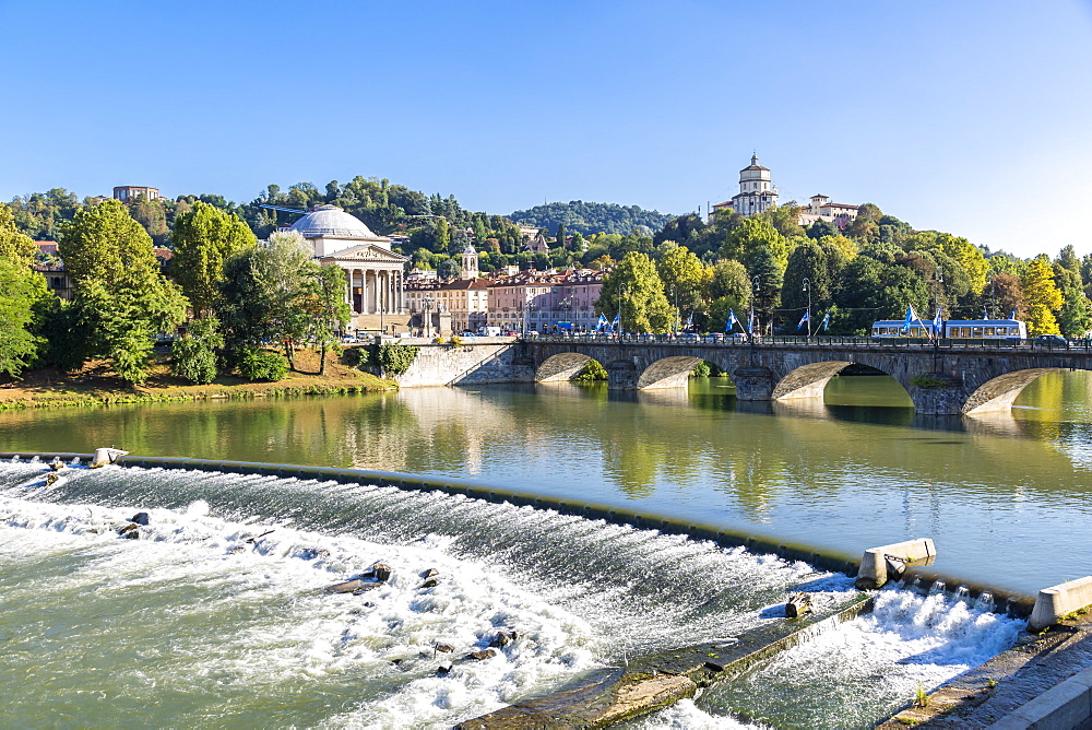 View of River Po and Church Gran Madre Di Dio, Turin, Piedmont, Italy, Europe