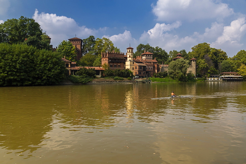 View of Borgo Medievale, Medievel Village and Po River, Turin, Piedmont, Italy, Europe