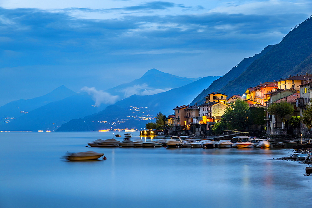 View of Lake Como from Lezzeno at dusk, Province of Como, Lake Como, Lombardy, Italian Lakes, Italy, Europe