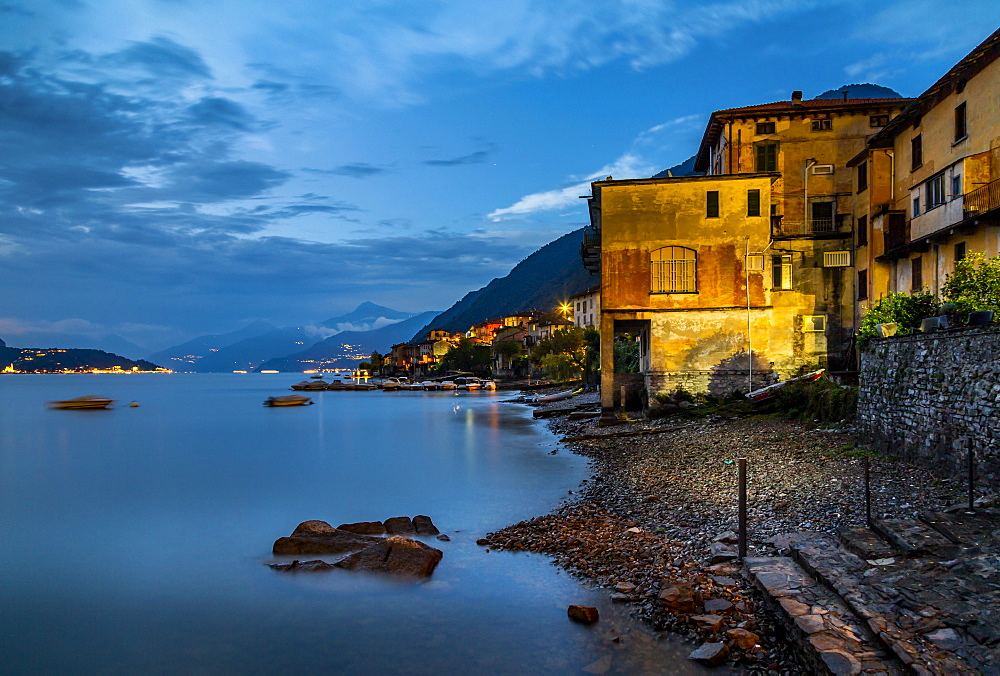 View of Lake Como from Lezzeno at dusk, Province of Como, Lake Como, Lombardy, Italian Lakes, Italy, Europe