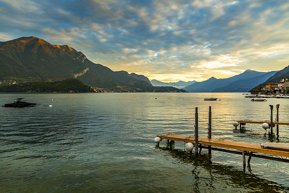 View of Lake Como from Lezzeno at dawn, Province of Como, Lake Como, Lombardy, Italian Lakes, Italy, Europe