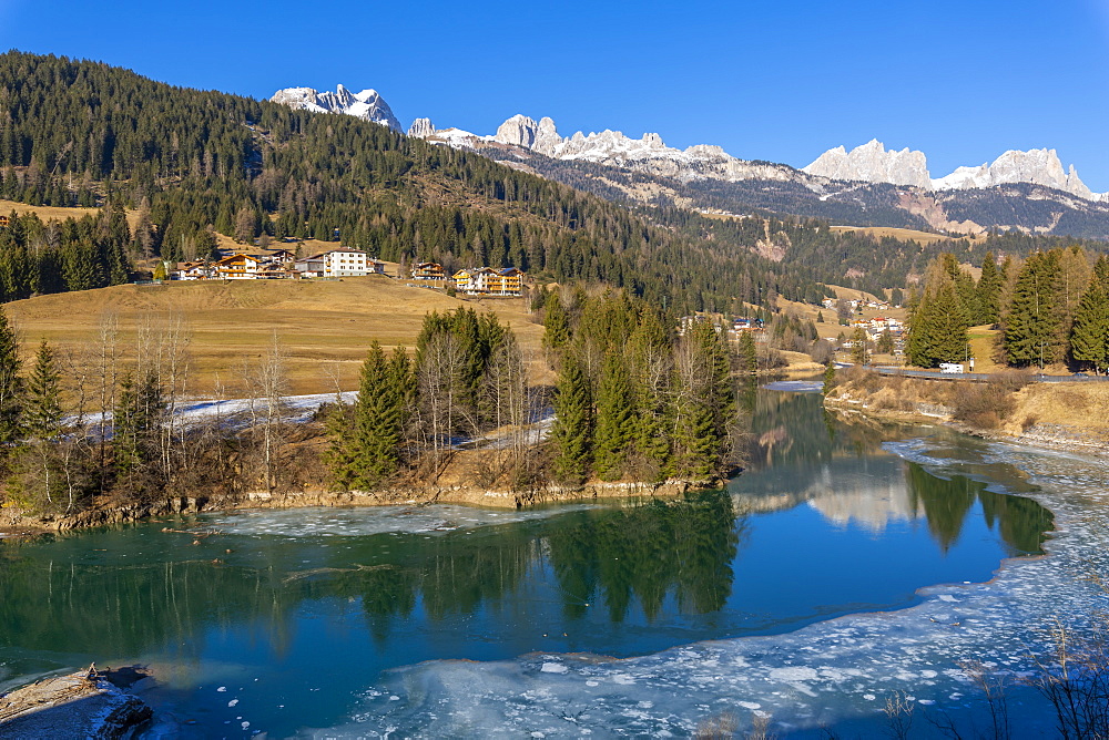 Landscape of Avisio River in Trentino, Italy, Europe