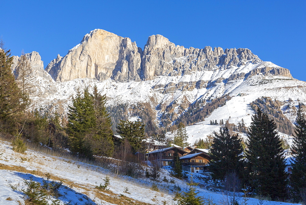 Mountains during winter in Carezza, Italy, Europe