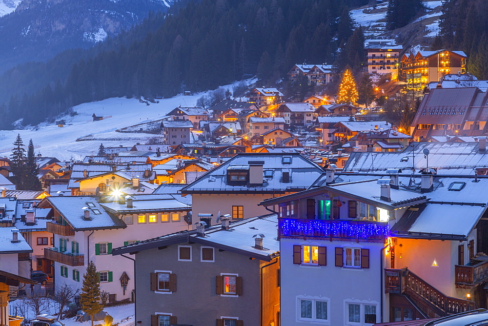 Campitello di Fassa during winter in Italy, Europe