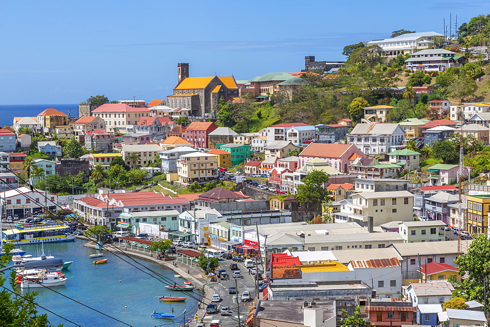 Elevated view of the Carenage of St. George's, Grenada, Windward Islands, West Indies, Caribbean, Central America