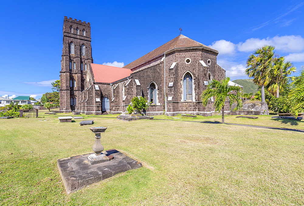 View of Saint George with Saint Barnabas Anglican Church, Basseterre, St. Kitts and Nevis, West Indies, Caribbean, Central America