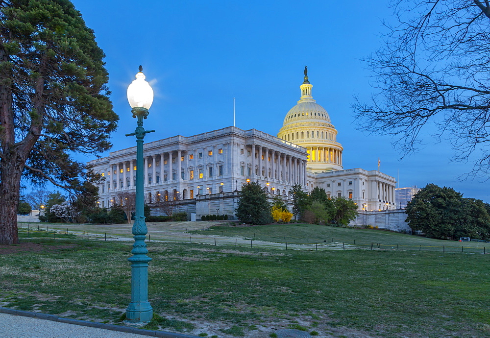 View of the United States Capitol Building at dusk, Washington D.C., United States of America, North America