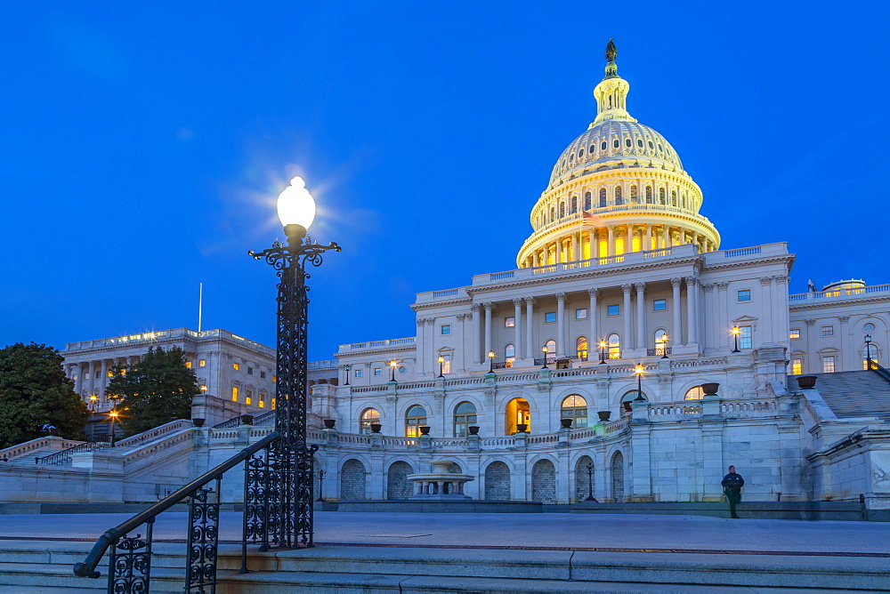 View of the United States Capitol Building at dusk, Washington D.C., United States of America, North America