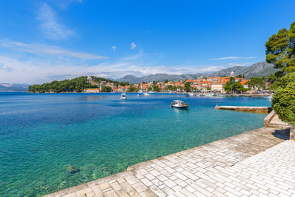 View of Cavtat on the Adriatic Sea, Cavtat, Dubrovnik Riviera, Croatia, Europe