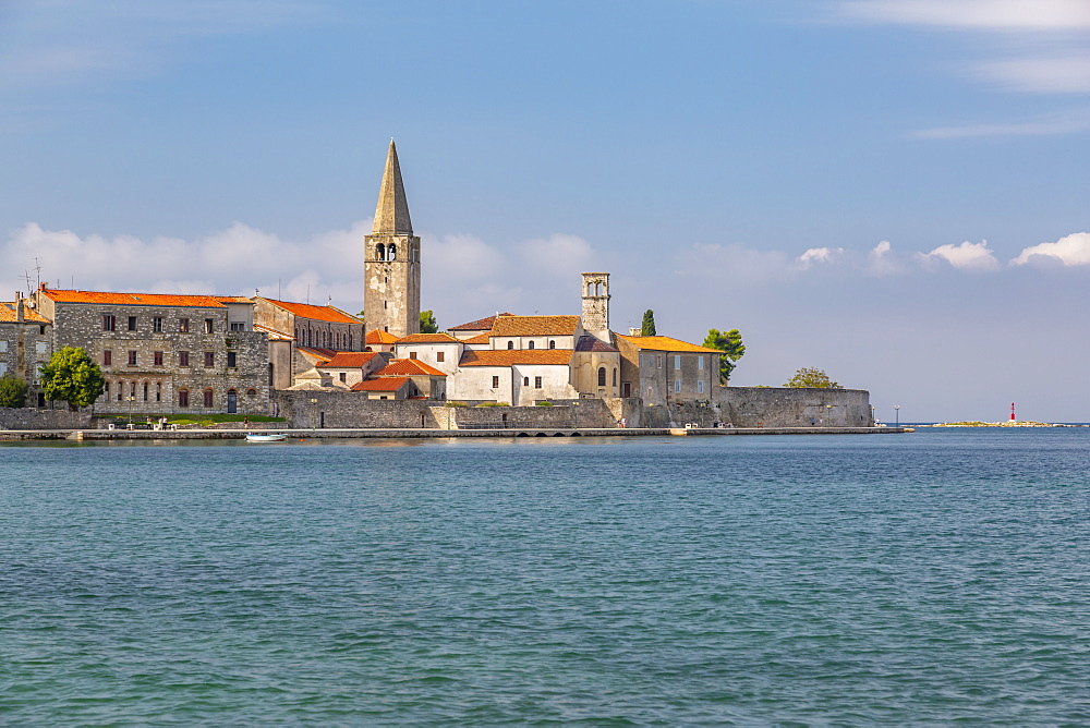 View of Old Town of Porec and Adriatic Sea, Porec, Istria Region, Croatia, Europe