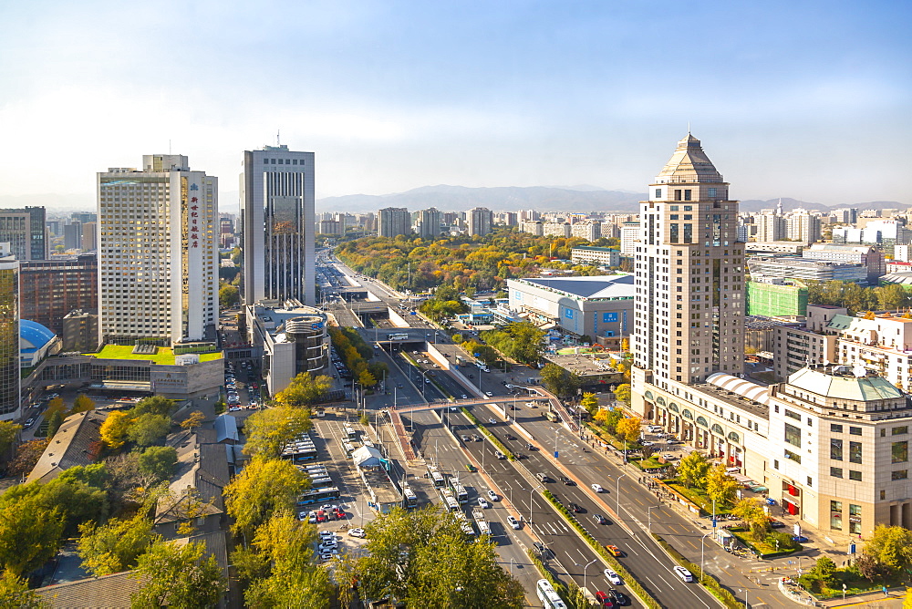 Elevated view of city near Beijing Zoo, Beijing, People's Republic of China, Asia