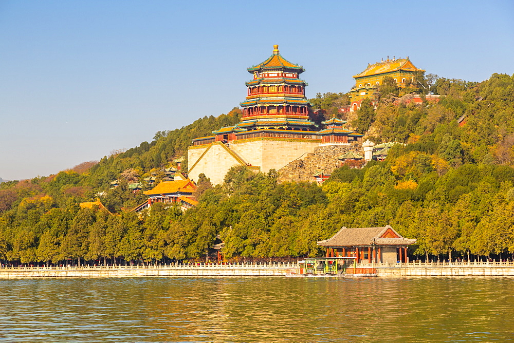 View of Kunming Lake and The Summer Palace, UNESCO World Heritage Site, Beijing, People's Republic of China, Asia