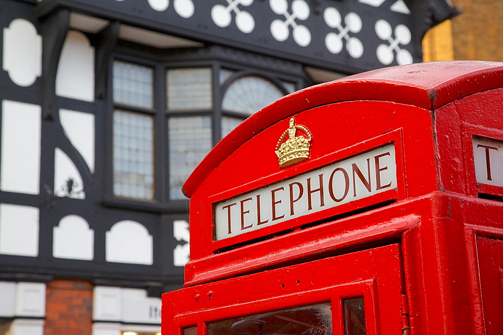 Telephone box on Northgate Street, Chester, Cheshire, England, United Kingdom, Europe