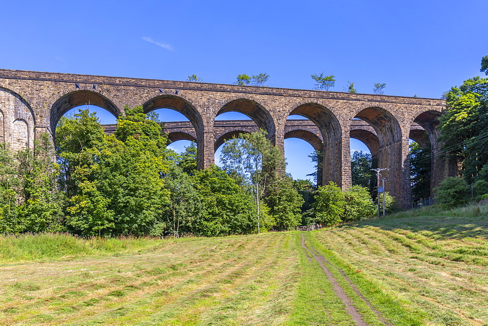 View of twin railway viaduct at Chapel Milton, Derbyshire, England, United Kingdom, Europe