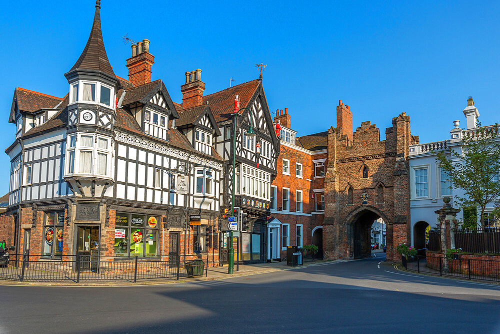 View of North Bar, the city gate and ornate architecture, Beverley, North Humberside, East Yorkshire, England, United Kingdom, Europe