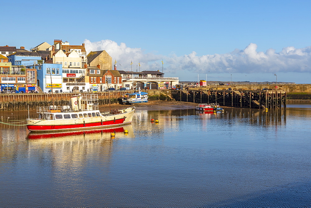 View of boats in Bridlington Harbour, Bridlington, North Yorkshire, England, United Kingdom, Europe