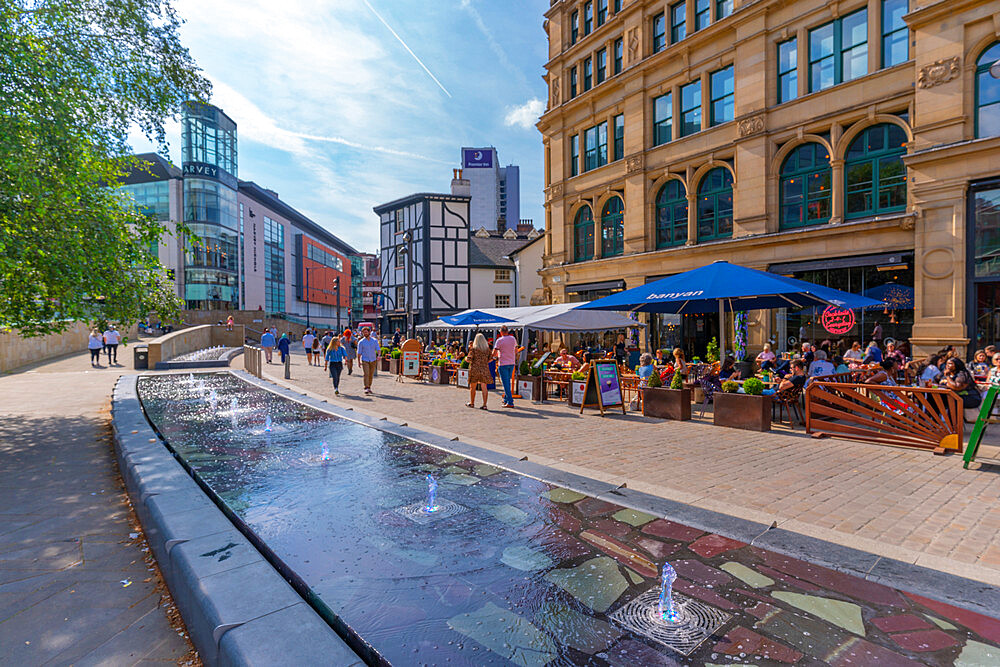 View of buildings in Exchange Square, Manchester, Lancashire, England, United Kingdom, Europe