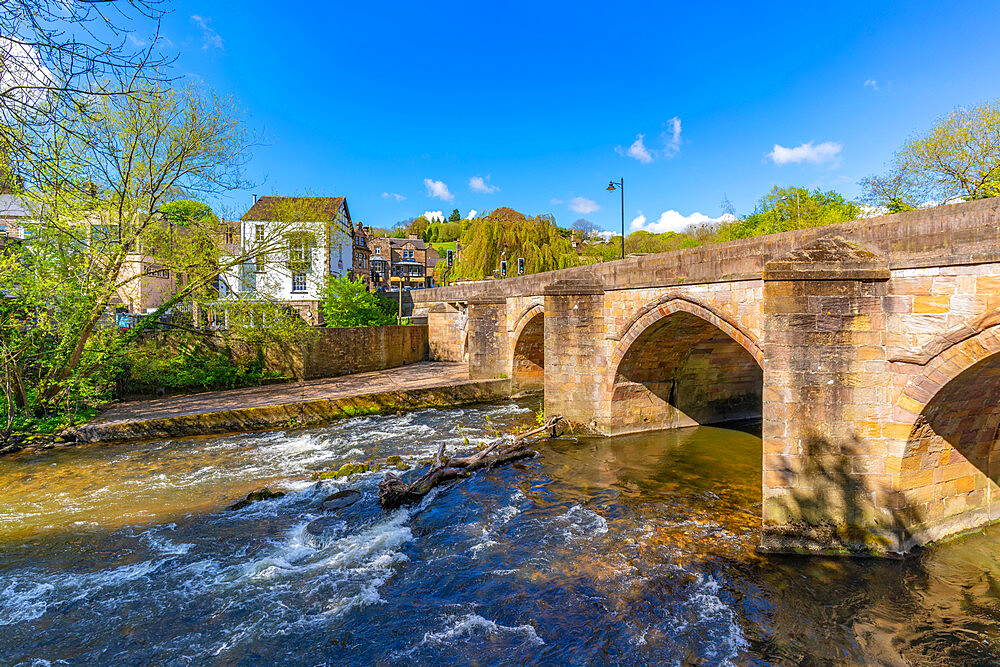 View of bridge over the Derwent River in Matlock Town, Derbyshire, England, United Kingdom, Europe