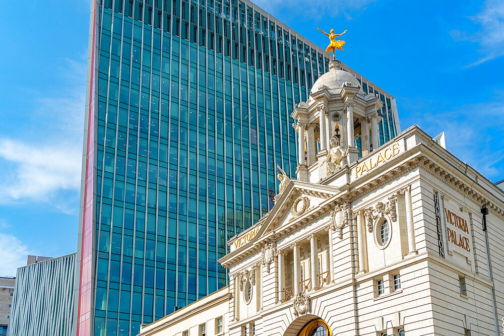 View of Victoria Palace Theatre and Nova Building, Victoria, London, England, United Kingdom, Europe