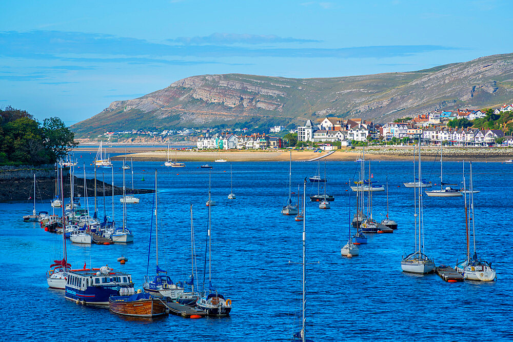 View of boats of the Conwy River, Conwy, Gwynedd, North Wales, United Kingdom, Europe