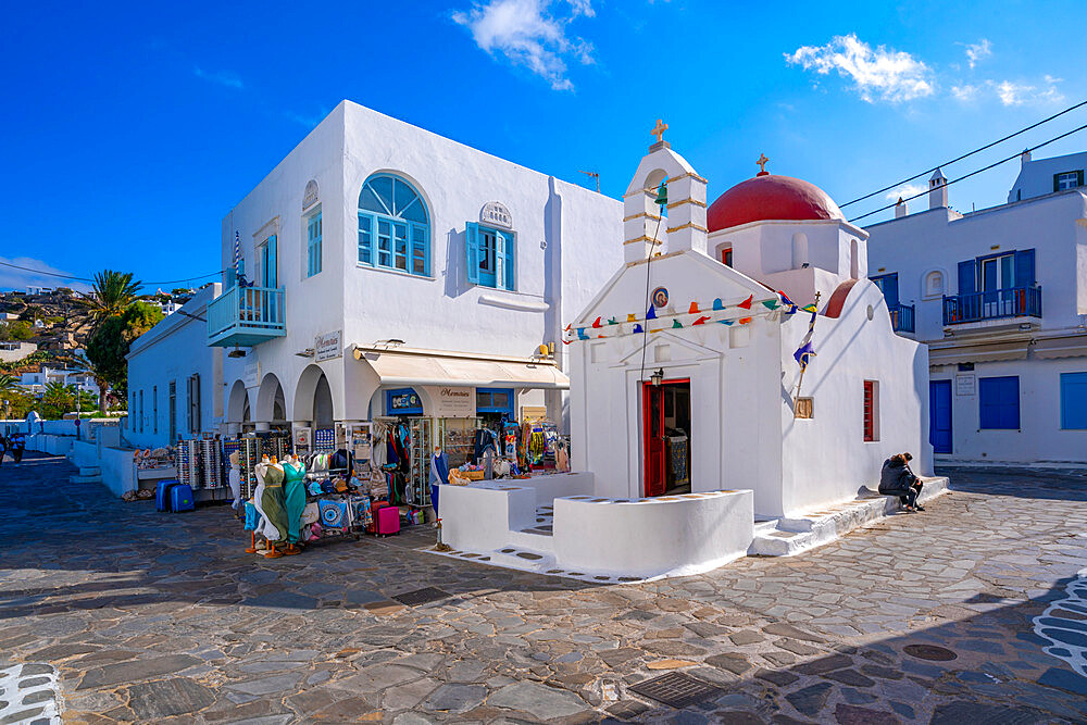 View of Agia Anna Church, Mykonos Town, Mykonos, Cyclades Islands, Greek Islands, Aegean Sea, Greece, Europe