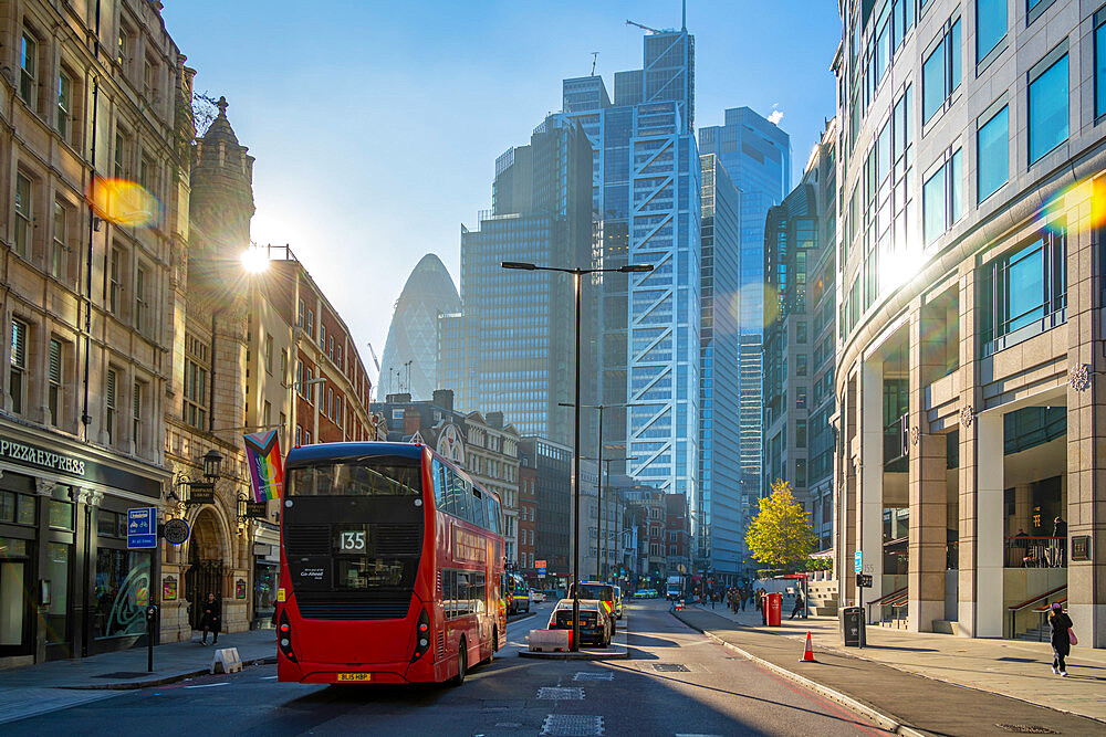 View of Bishopsgate and City of London buildings, London, England, United Kingdom, Europe