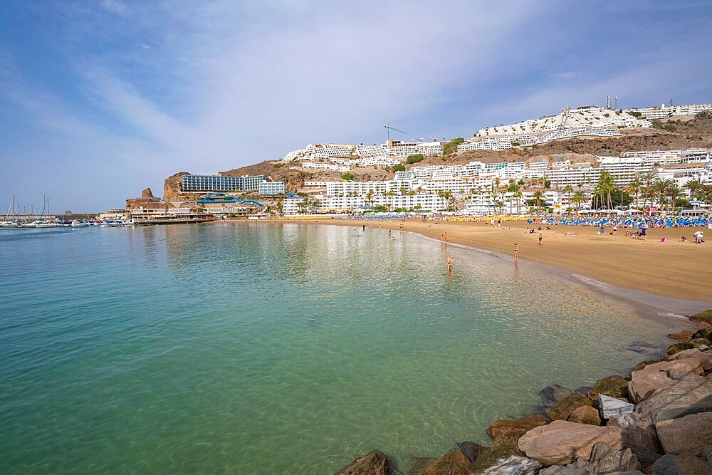 View of Puerto Rico beach, Playa de Puerto Rico, Gran Canaria, Canary Islands, Spain, Atlantic, Europe