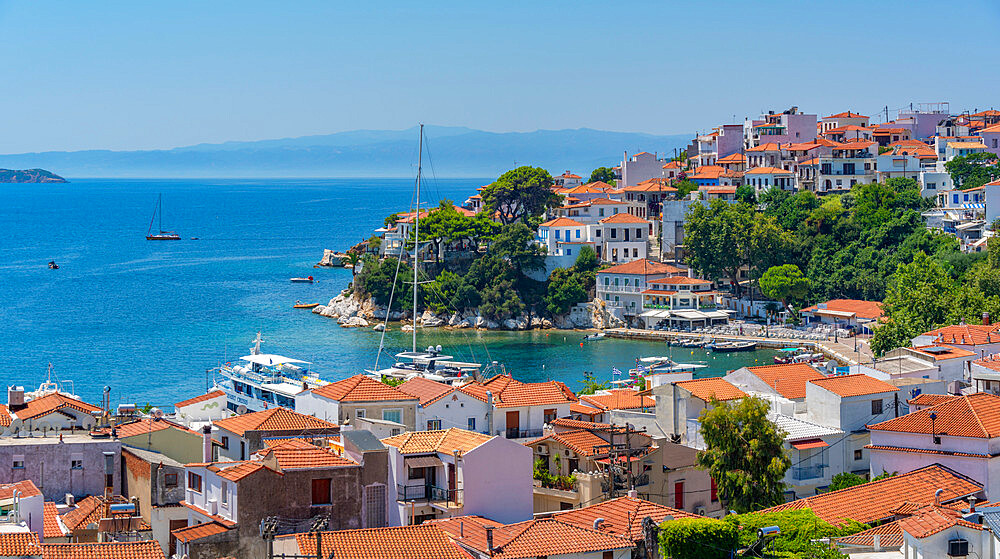 View of Skiathos Town from St. Nicholas Church, Skiathos Island, Sporades Islands, Greek Islands, Greece, Europe