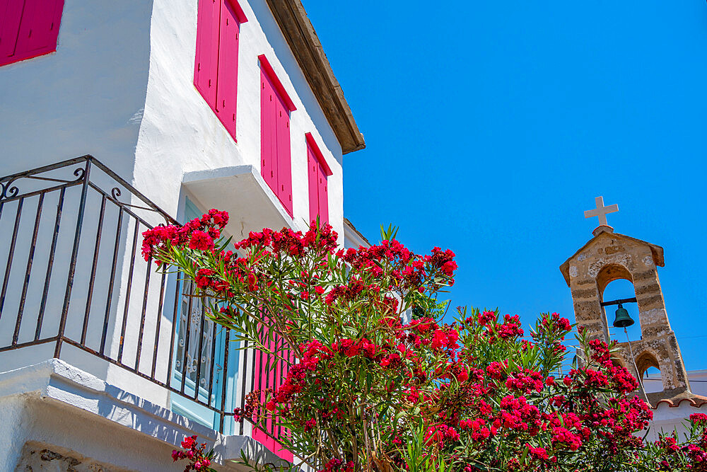 View of whitewashed buildings, Skopelos Town, Skopelos Island, Sporades Islands, Greek Islands, Greece, Europe