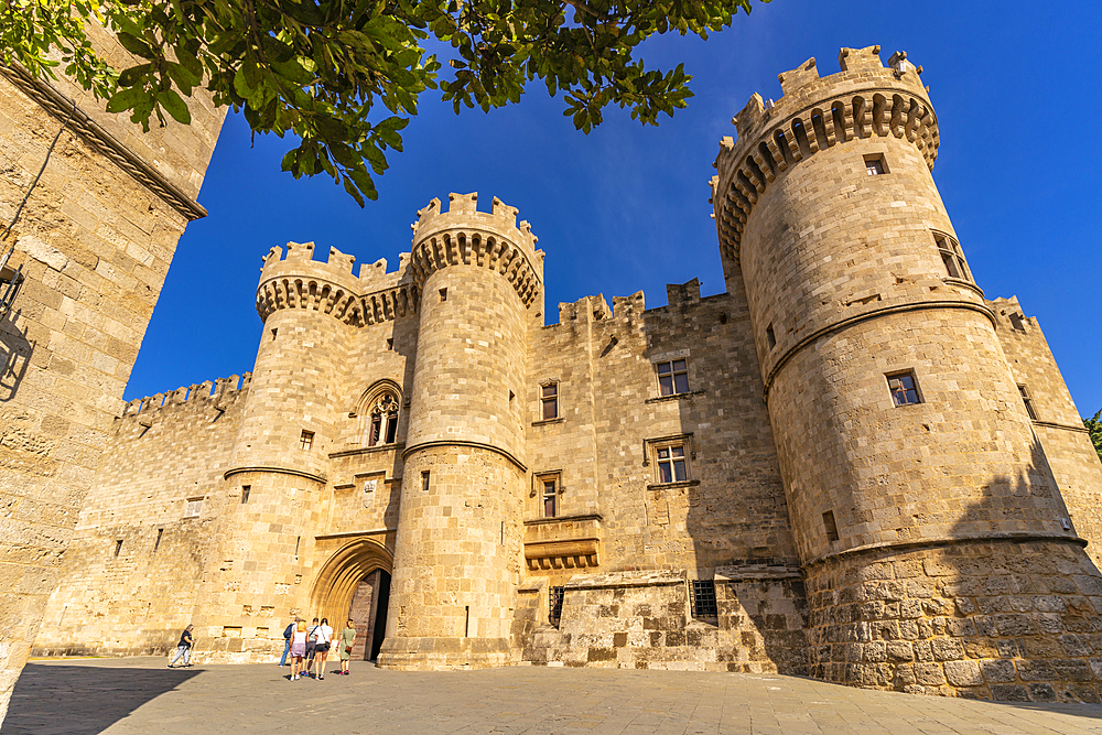 View of Palace of the Grand Master of the Knights of Rhodes, Old Rhodes Town, UNESCO World Heritage Site, Rhodes, Dodecanese, Greek Islands, Greece, Europe