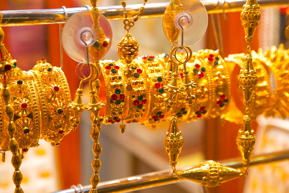 Gold bracelets, Waqif Souq, Doha, Qatar, Middle East 