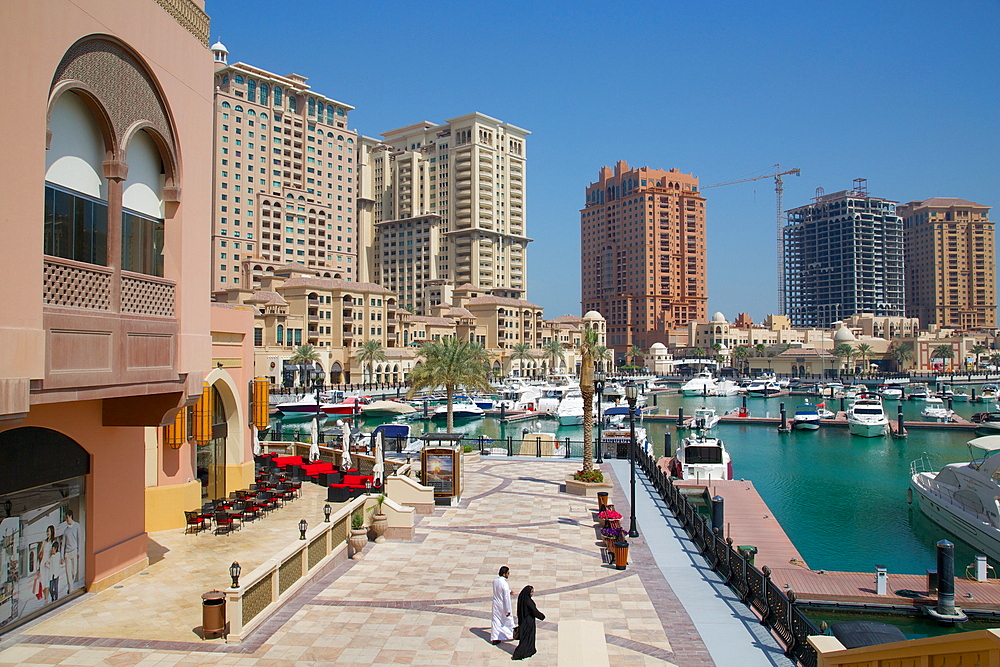 Harbour and architecture, The Pearl, Doha, Qatar, Middle East