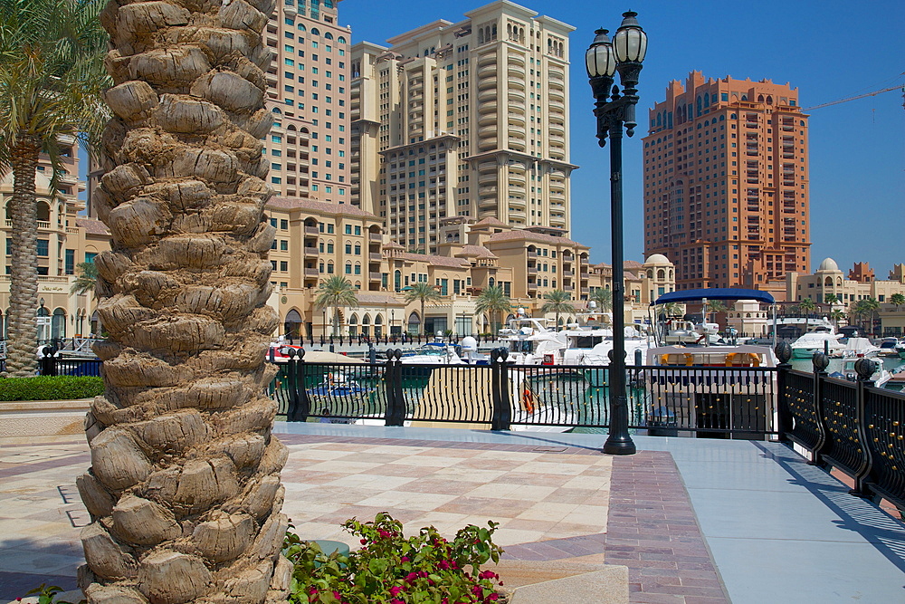 Harbour and architecture, The Pearl, Doha, Qatar, Middle East