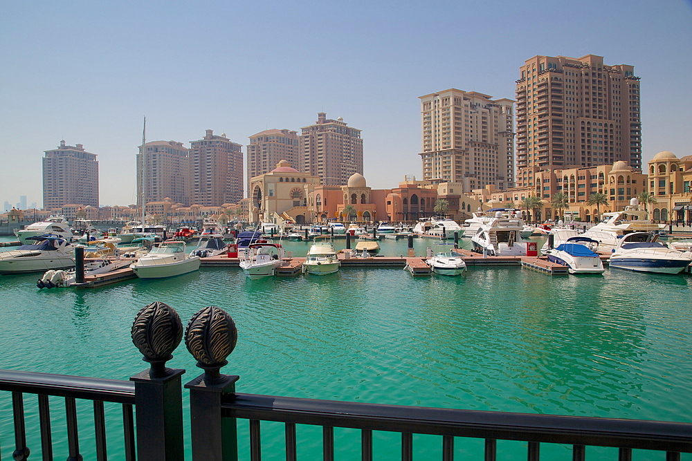 Harbour and architecture, The Pearl, Doha, Qatar, Middle East