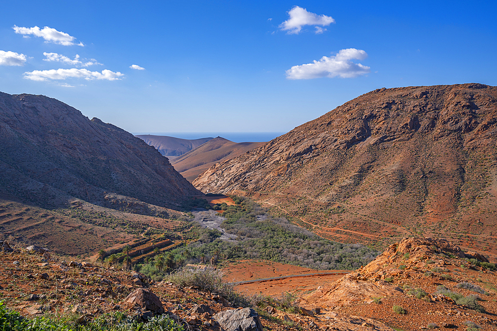 View of landscape near Vega de Rio Palmas, Betancuria, Fuerteventura, Canary Islands, Spain, Atlantic, Europe