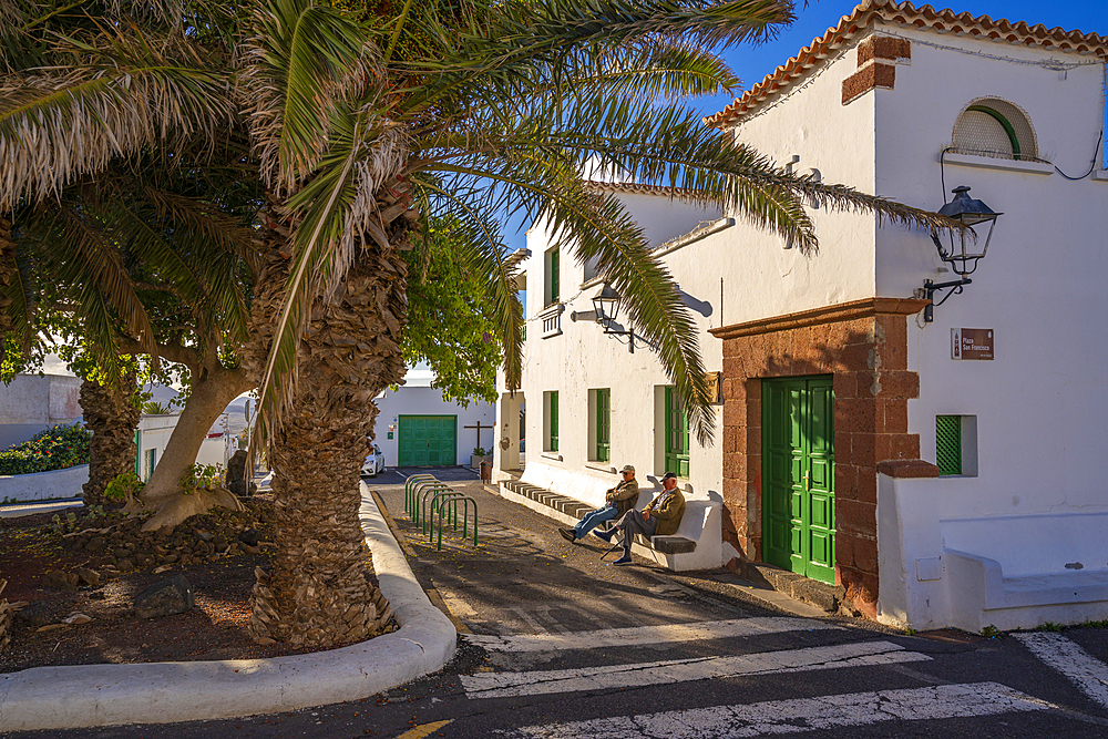 View of locals and architecture, Teguise, Lanzarote, Las Palmas, Canary Islands, Spain, Atlantic, Europe