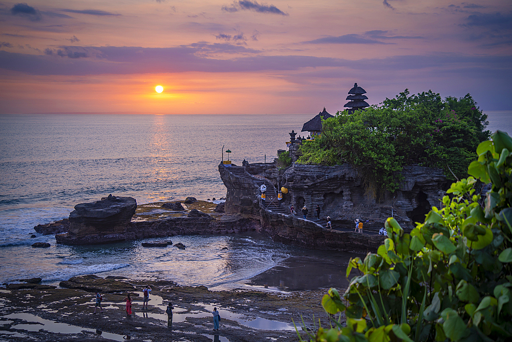 View of Tanah Lot, traditional Balinese temple at sunset, Beraban, Kediri, Tabanan Regency, Bali, Indonesia, South East Asia, Asia