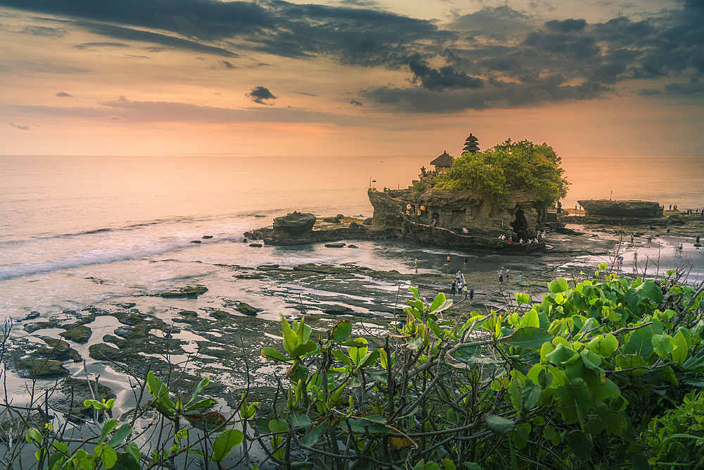 View of Tanah Lot, traditional Balinese temple at sunset, Beraban, Kediri, Tabanan Regency, Bali, Indonesia, South East Asia, Asia