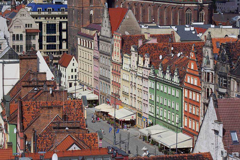 Old Town view from Marlii Magdaleny Church, Wroclaw, Silesia, Poland, Europe