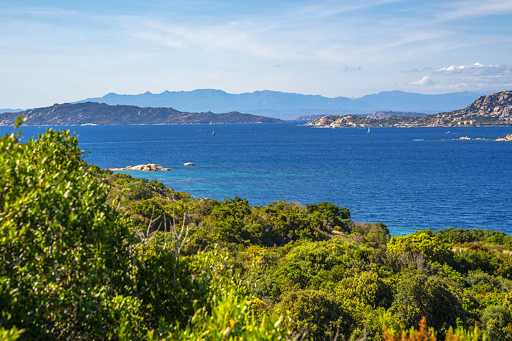 View of coastline near Palau town, Palau, Sardinia, Italy, Mediterranean, Europe