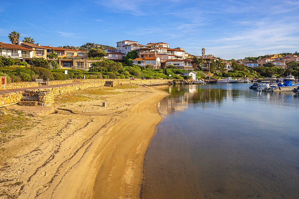 View of beach in Marina di Porto Rotondo, Porto Rotondo, Sardinia, Italy, Mediterranean, Europe