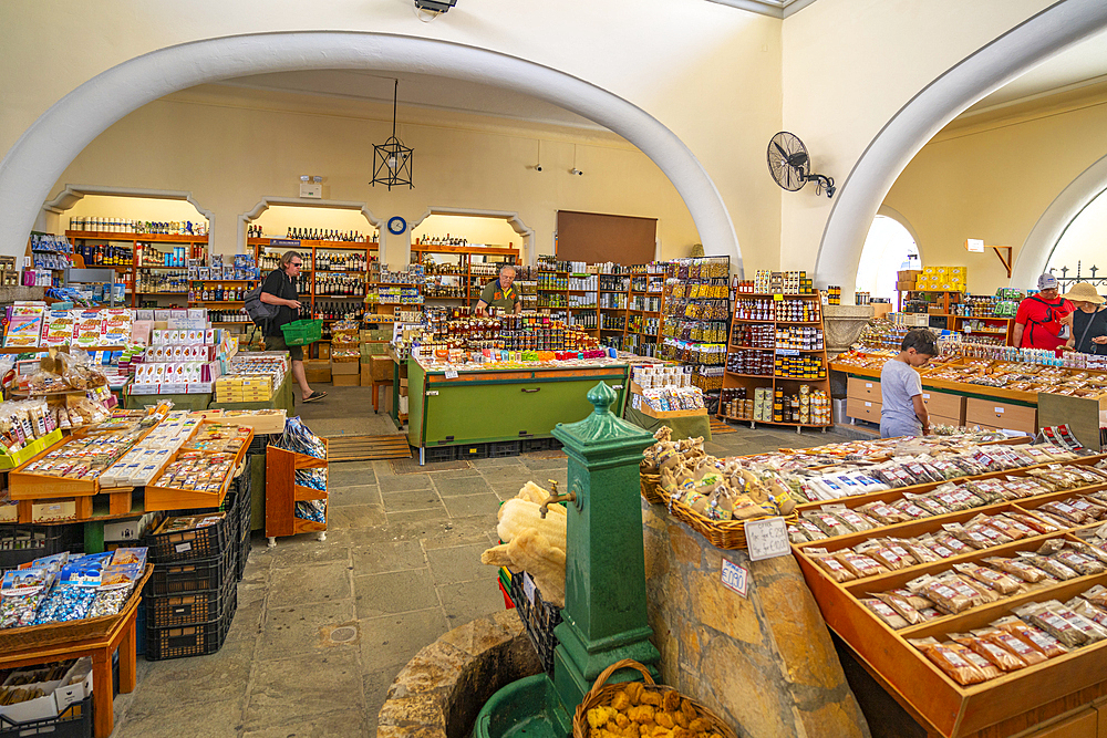 View of interior of Kos Municipal Market, Kos Town, Kos, Dodecanese, Greek Islands, Greece, Europe