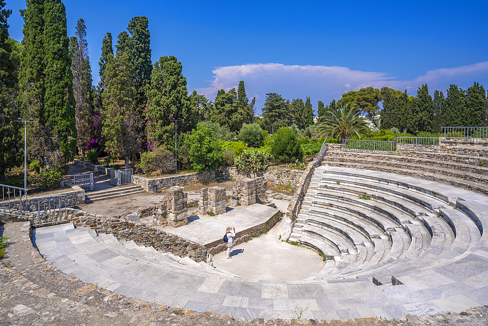 View of Roman Odeon of Kos, Kos Town, Kos, Dodecanese, Greek Islands, Greece, Europe